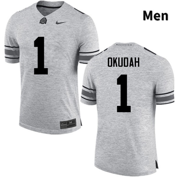 Ohio State Buckeyes Jeffrey Okudah Men's #1 Gray Game Stitched College Football Jersey